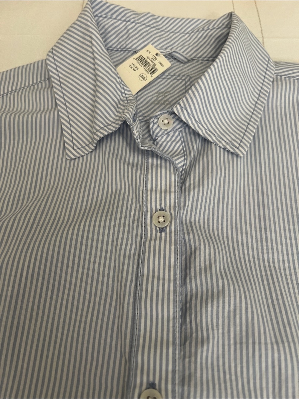Aerie “Good Day Coverup Button Down Shirt” Blue White Stripe Oversized Size XS - Picture 5 of 12